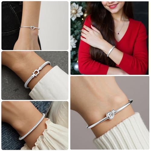 18 K Gold Plated Love Bangle Bracelet Stack Cuff Jewelry for Women Jewelry Set for Women Gift with Box - style: style20