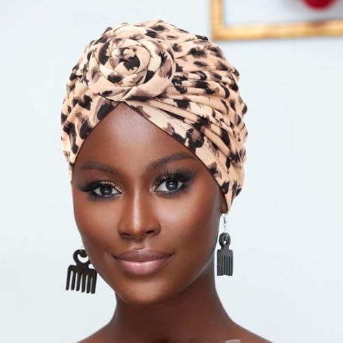 DRESHOW 5 Pack Knotted Headwraps for Women African Turban Pre-Knotted Beanie Headwraps Hair Covers - color: 5 Pack Knotted: Floral Prints
