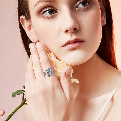 Yearace Spoon Ring for Women - Sterling Silver Victorian Vintage Oxidized Style Thumb Rings - Boho Statement Ring Jewelry Gifts - style: Hummingbird