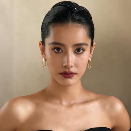 Gold Hoop Earrings 14K Gold Earrings for Women Gold Hoop Earrings for Womens Hoops Pure Minimal Style for Light and Delicate Hoops Earring for Womens 20/25/30/40mm - size: 40mm