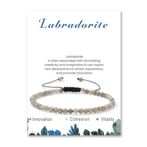 Lit Wall Crystal Anklets for Women Handmade Beach Boho Ankle Bracelet 4mm Adjustable Beaded Ankle Bracelet Waterproof Natural Stone Anklet Plus Size Anklets Gemstone Anklet Jewelry Gift for Her - style: Labradorite