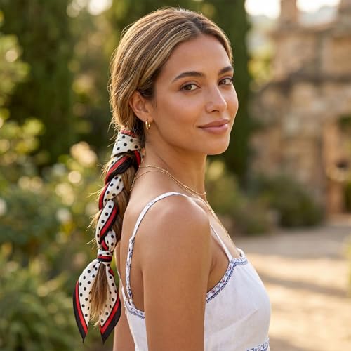 RIIQIICHY Hair Scarf for Women Like Silk Scarves Headband Neck Scarfs Twilly Purse Accessories - color: C002