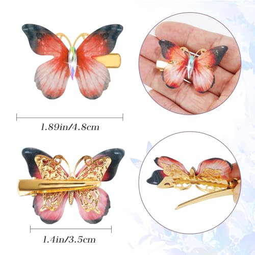 18Pcs Rhinestone Butterfly Hair Clips for Teens Women, Y2K Glitter Hair Jaw Clips, Cute Headwear Gifts for Wedding and Back to School Golden Color - color: Gorgeous Style