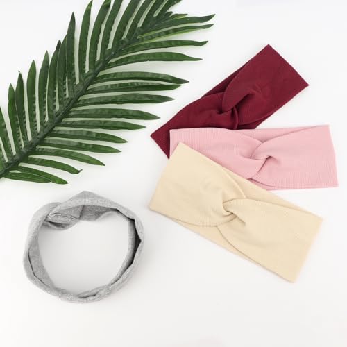 AQOKKA Elastic Knotted Headbands for Women Criss Cross Head Bands for Women's Hair Non Slip Boho Wrap Twisted Hair Accessories - color: 8 Pack Ribbing Cross Headbands A