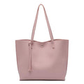 Dreubea Women's Soft Faux Leather Tote Shoulder Bag from, Big Capacity Tassel Handbag - color: Baby Pink