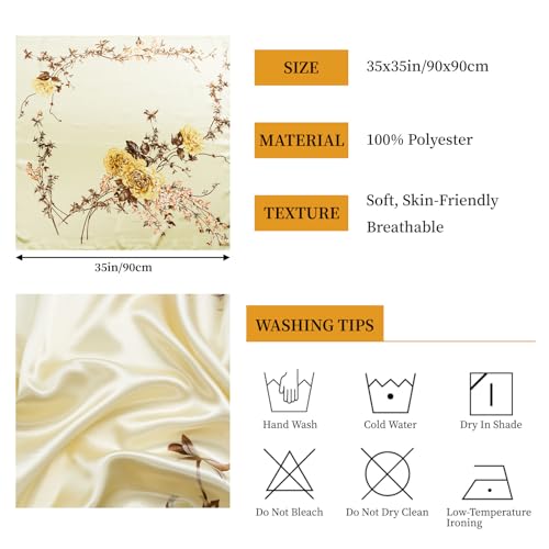 QIUTIMIY 35"x35" Like Silk Head Scarf for Women Satin Feel Large Square Scarf for Hair Wrapping and Sleeping Fashion Bandana - color: (90cm)square Scarf 11