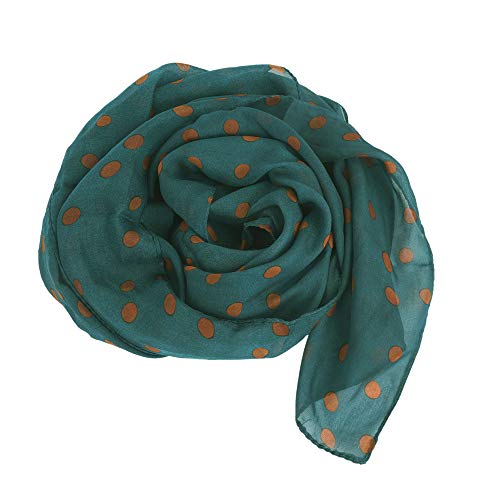 YOUR SMILE Ladies/Women's Lightweight Floral Print/Solid Color mixture Shawl Scarf For Spring Summer season - color: Polka Dots/Blackish Green
