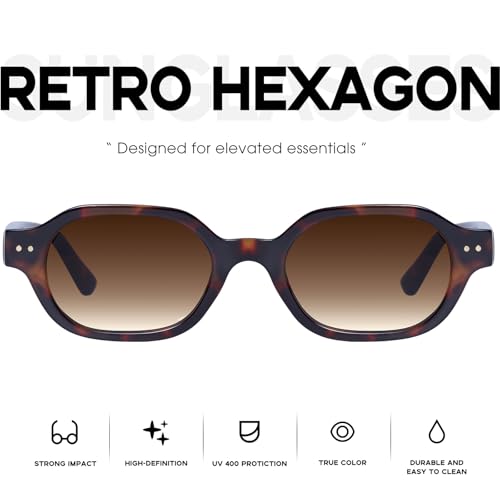 mosanana Retro Hexagon Sunglasses for Women Trendy Small 2026 MS52595 - color: C2 Tortoise/Brown