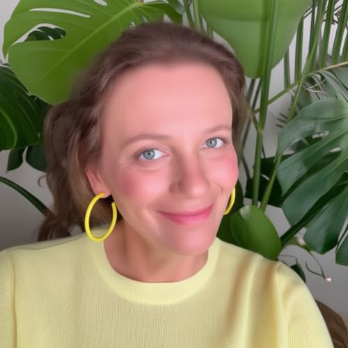 6cm Colorful Hoop Earrings - Lightweight Hypoallergenic Gift - color: Yellow