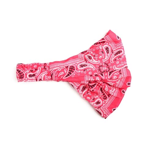 Motique Accessories Wide and Stretchy Cotton Bandana Headwrap, Multiple Colors (Hot Pink Paisley, Medium) - color: Hot Pink Paisley