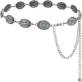 Women's Concho Chain Belt Western Cowgirl Metal Waist Chain Belt for Dress - color: B Silver, size: M: 47.2 in