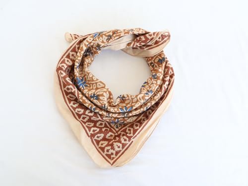 100% Handmade Organic Cotton Bandana – Soft Bohemian Print Head & Neck Scarf for Women – Sustainable Boho Style