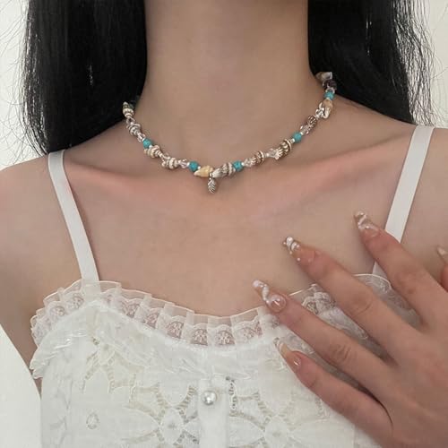 Shell Starfish Necklace for Women Pearl Beach Boho Layered Necklace Charm Accessories Summer Vacation Outfit 2026 - color: H:ocean starfish necklace