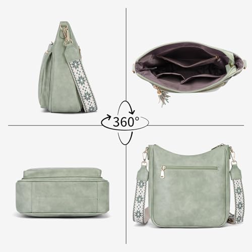 KITEVIUN Medium Crossbody Bags for Women Trendy, Women's Butterfly Shoulder Handbags with Tassel - color: 003-green
