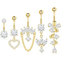 Shakalaka Dangle Belly Button Rings Piercing Jewelry for Women Surgical Stainless Steel Navel Dangly - color: Gold