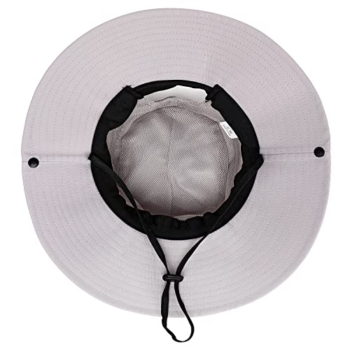 Womens Summer Sun Hat Beach Hat Wide Brim Outdoor UV Protection Hat Foldable Cool Mesh Ponytail Bucket Hat - color: Pure Light Grey