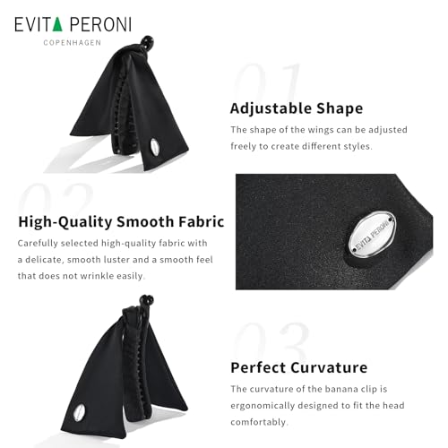 EVITA PERONI Banana Clip with Twistable Wings, Acetate Fabric Ponytail Holder No Damage Hair Clips for Thick Curly Hair Large Claw Clips Elegant Hair Accessories for Women, Navy Blue - color: Navy Blue