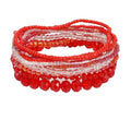 Caiyao Bohemian Multilayer Stackable Seed Beaded Bracelets Colorful Crystal Glass Beads Strand Bangle Bracelet BFF Wristbands Bracelet for Women Summer Beach Hawaii Jewelry Birthday Gifts - color: Red 1