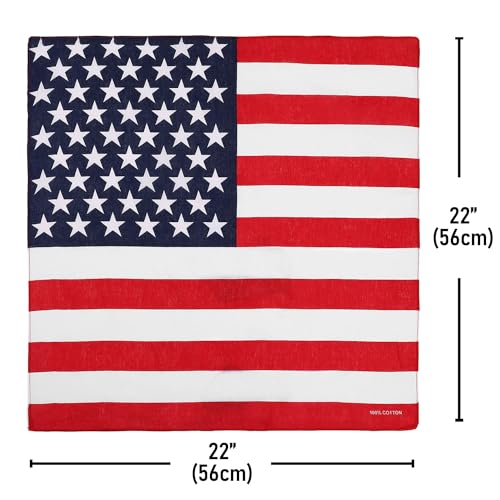 Falari 12 Pack Bandanas Multipurpose Cotton Novelty Paisley Bandana Headband for Cowboy Men Women 22 x 22 - color: .Usa