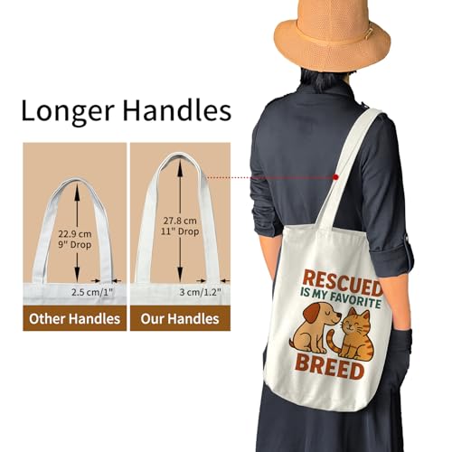 itgowisa Canvas Tote Bag for Women, Tote Bag with Zipper Inner Pocket, Zippered Canvas Bag for Shopping Work Grocery Everyday - style: Adoptdontshop
