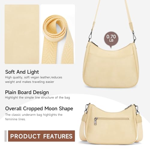 APHISON Trendy Leather Crossbody Purse with Adjustable Strap, Women's Shoulder Handbag - color: 08-light Yellow