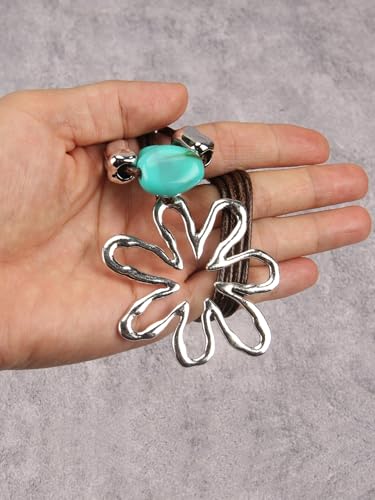 JAOYU Boho Necklace for Women Large Pendant Necklace Boho Long Choker Leather Gold Necklace Vintage Earthy Jewelry Trendy - style: Bohemian Large Pendant Necklaces