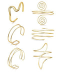 6PCS Gold Arm Cuff for Women Upper Arm Cuff Bracelets Adjustable Open Cuff Bangle Bracelet Minimalist Coil Swirl Upper Arm Bands Armband Set - style: Style A