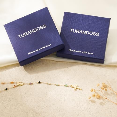 Turandoss Gold Cross Necklace for Women Girls Jewelry Gifts, Dainty 14K Gold Plated Cross Necklace Infinity CZ Holy Mary Medal Necklaces for Women Baptism Religious Faith Jewelry First Communion Gifts - color: Holy Mary medal cross necklace