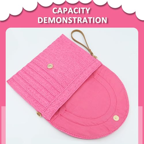Crossbody Bags for Women, Straw Clutch Purses, Bohemian Handmade Woven Envelope Package, Tassel Handbags for Women | Bohemian - color: Light Pink