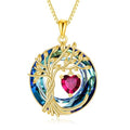 POPLYKE Mothers Day Gifts for Mom Her Wife Tree of Life Necklace 925 Sterling Silver Birthstone Pendant with Crystal Anniversary Birthday Wedding Jewelry for Women - color: 07-Jul-Ruby, style: 18K Gold Plated-Blue Crystal