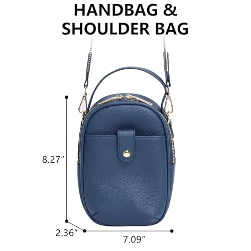 Vegan Leather Crossbody Bag for Women, Multi Compartment Lightweight Shoulder Purse, Casual Daily Crossbody Bag - color: Dark Blue
