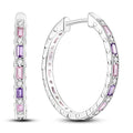 Parmuz 925 Sterling Silver Earrings Hoops for Women Ladies Simple Lightweight Twisted Medium Hoop Earrings With Cubic Zirconia Hypoallergenic Jewelry for Her - color: Pink Big hoop earring