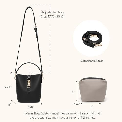 GEMIU Leather Bucket Purses for Women Crossbody Bags for Women Small Shoulder Purses with Adjustable Strap Black - color: Black
