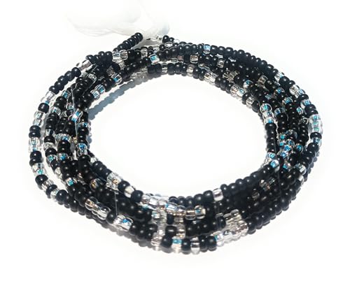 Multicolor Clear Variety Waist Beads, 44-Inch Tie-On Strand - color: Black