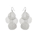 Bohemian Boho Filigree Leaf Chandelier Dangle Earrings for Women – Handcrafted Delicate – 14K Gold Plated – Lightweight - style: Silver - 3 Layered Circle Leaf Chandelier