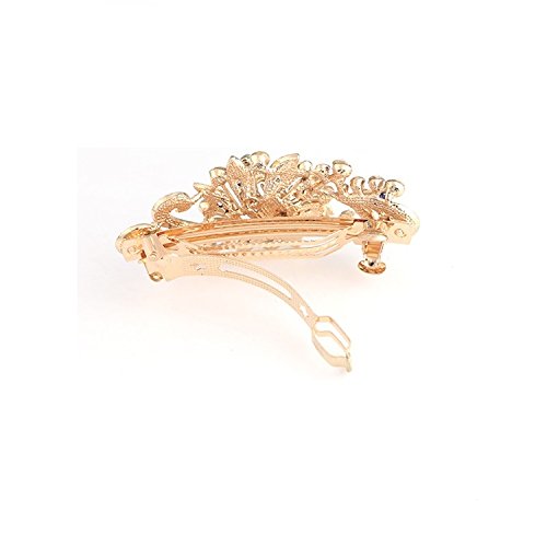 NYKKOLA Women's Multilayered Peacock Shaped Rhinestone French Barrette Hair Clip Red - color: Red