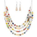 Errally Layered Beaded Statement Necklace Multi Strand Crystal Beads Collar Necklace and Earring Sets for Women Fashion Costume Jewelry Set Gifts for Her - color: Colorful