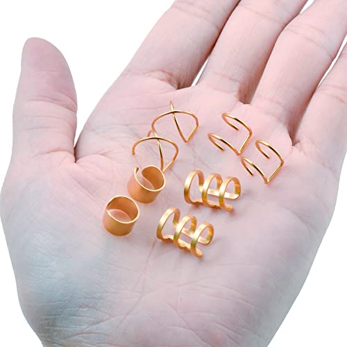 Tornito 4-10 Pairs Stainless Steel Ear Cuff Helix Cartilage Clip On Wrap Earrings Fake Nose Ring Non-Piercing Adjustable - color: A5: 4 Pairs, Rose Gold Tone