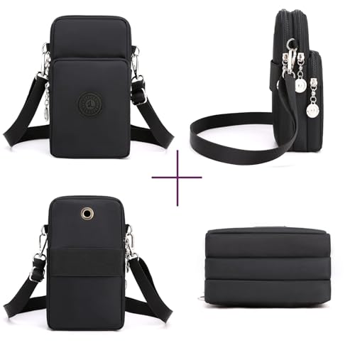 WITERY Waterproof Nylon Cute Crossbody Cell Phone Purse Smartphone Wallet Bag for Women - color: Black 2