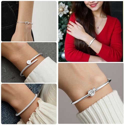 18 K Gold Plated Love Bangle Bracelet Stack Cuff Jewelry for Women Jewelry Set for Women Gift with Box - style: style11
