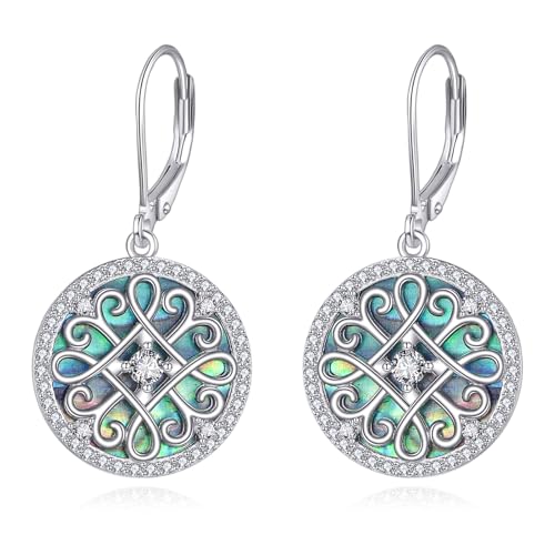 TIGER RIDER Abalone Shell 925 Sterling Silver Dangle Earrings Lightweight Filigree Dangle Drop Earrings for Women - style: Celtic Knot
