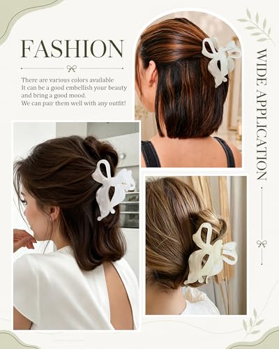 4 PCS Bow Hair Clips Bow Claw Clip for Women, Large Hair Claw Clips for Thin Thick Hair (Matte (Green Series)) - color: Matte (Green Series)