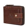 Zipper Wallet Men RFID Blocking Leather Bifold Wallets For Men - Flap ID Window Zip Coin Pocket Mens Zipper Wallets - Big Capacity Credit Card Travel Wallet (Brown) - color: Brown