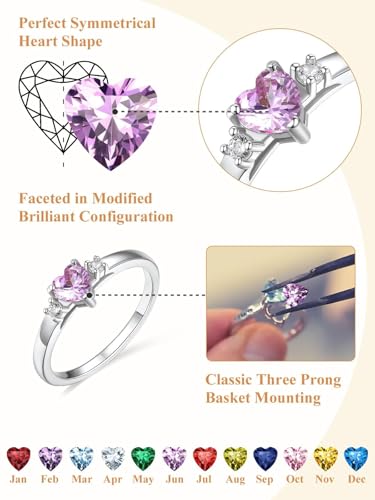 Custom4U Personalized 1-4 Birthstone Rings for Women Promise Rings for Her Sterling Silver Mothers Ring Customized Cubic Zirconia Stones Wedding/Valentine's Day/Mother's Day Jewelry Gift for Mom Wife - color: A-1 Name-Silver