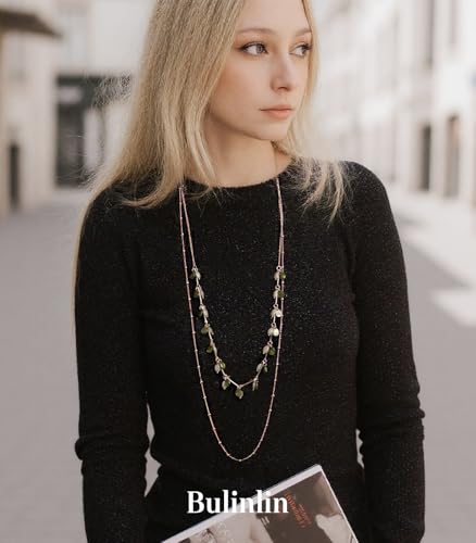BULINLIN Layered Long Necklaces for Women Long Beaded Chain Necklace CostumeJewelry Mothers Day Gifts for Mom - color: Green