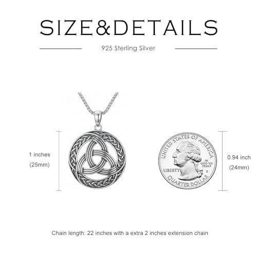 Celtic Necklace for men Sterling Silver Celtic Knot Triquetra Triangle Trinity Necklace Gift for Men - color: E-Silver