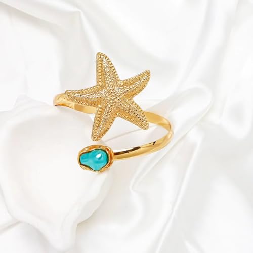 Arm Cuff for Women Gold Upper Arm Bracelet Minimalist Adjustable Cuffs Bangle Punk Dress Jewelry - style: Star B
