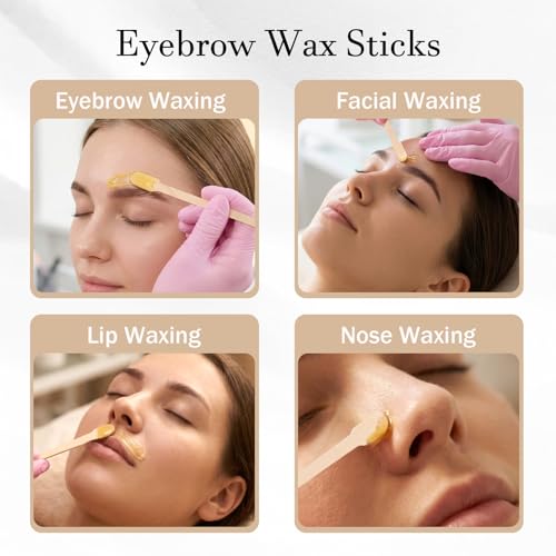 GOLD HONEY 800Pcs Wooden Eyebrow Wax Sticks for Hair Removal in Boxed, Wood Small Wax Sticks, Small Waxing Spatulas for Eyebrow, Lip, Face, Nose - Spa and Home Usage
