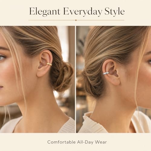 2 Pairs Ear Cuff Earrings for Women Chunky Gold Huggie Ear Cuff Silver Cartilage Cuff Earrings for Women Non Piercing Small Thick Round Fake Earring Cuff Trendy Jewelry Gift - style: Irregular 14K Gold+Silver