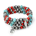 Bohemian Mix Bead Multi Layer Versatile Statement Bracelets Boho Stackable Beaded Strand Stretch Bangles Bracelets Sparkly Crystal Tassel Charm Jewelry Gift - style: Red